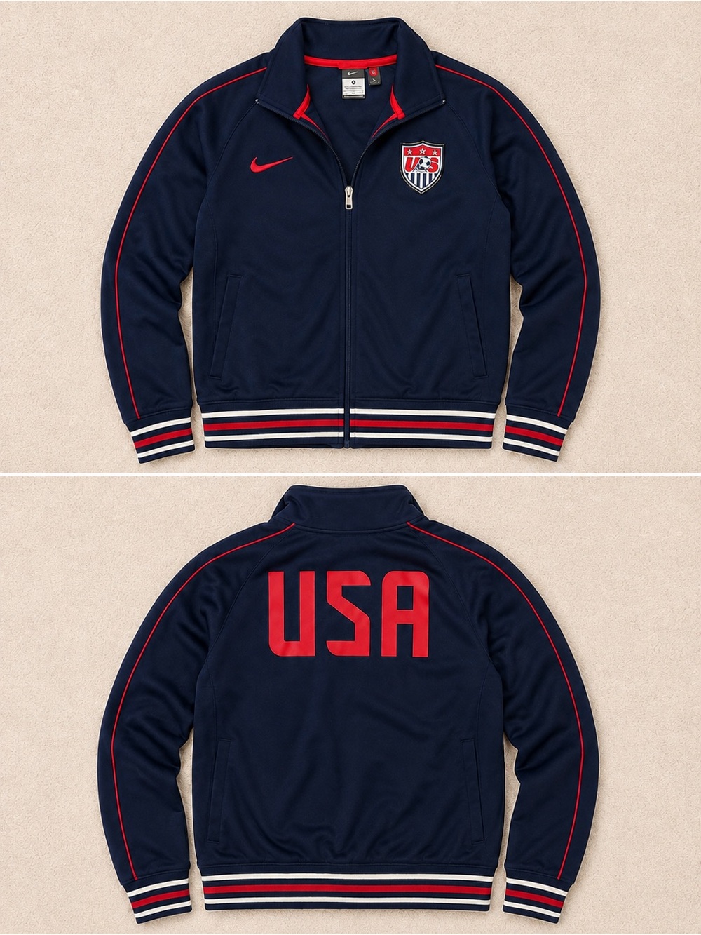 Nike Navy and Red USA Track Jacket
